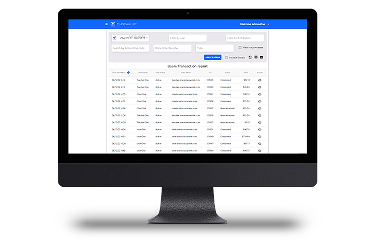 repoorts-monitor Export auditable reports with ClassWallet